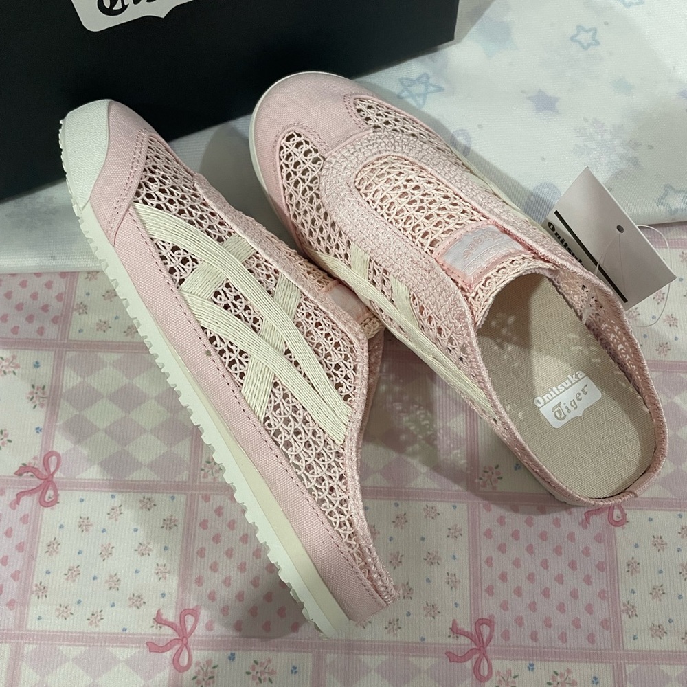 Onitsuka Tiger by Asics Women’s Pale Pink Slip-On Crochet Sneakers